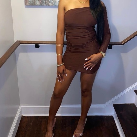 Chocolate Brown Mini Dress - Picture 2 of 2